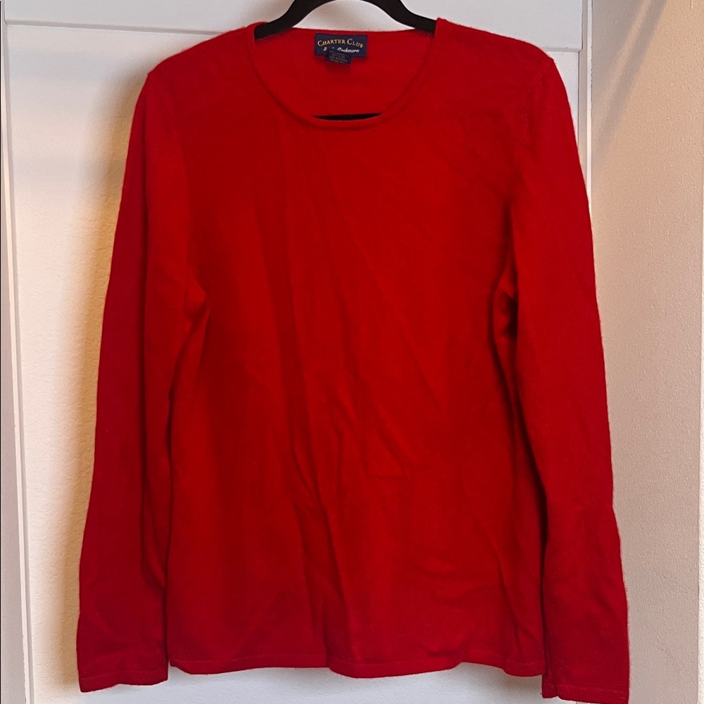 Charter Club X Large 2-ply 100% soft classic cashmere Red sweater Mongolia